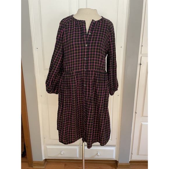 Madewell Tops - MADEWELL‎ Plaid Flannel Raglan Button-Front Shirtdress Boho women's 6 oversized